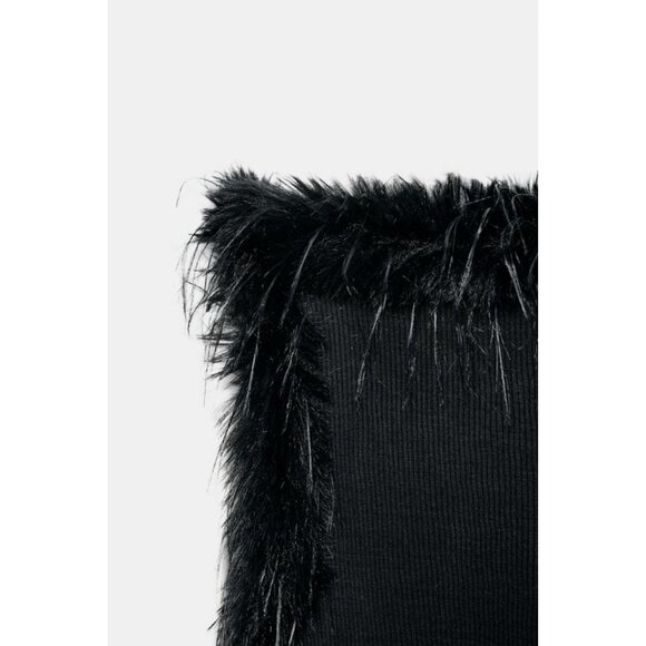 ZARA RIB FAUX FUR TOP - Picture 7 of 7